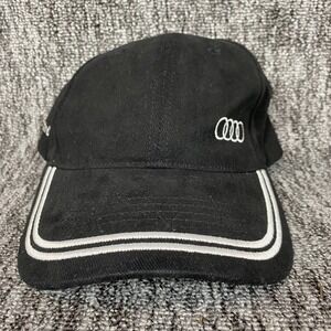Audi Baseball Hat‎ Mens OSFM Black White Embroidered Logo Sandwich Brim Cap